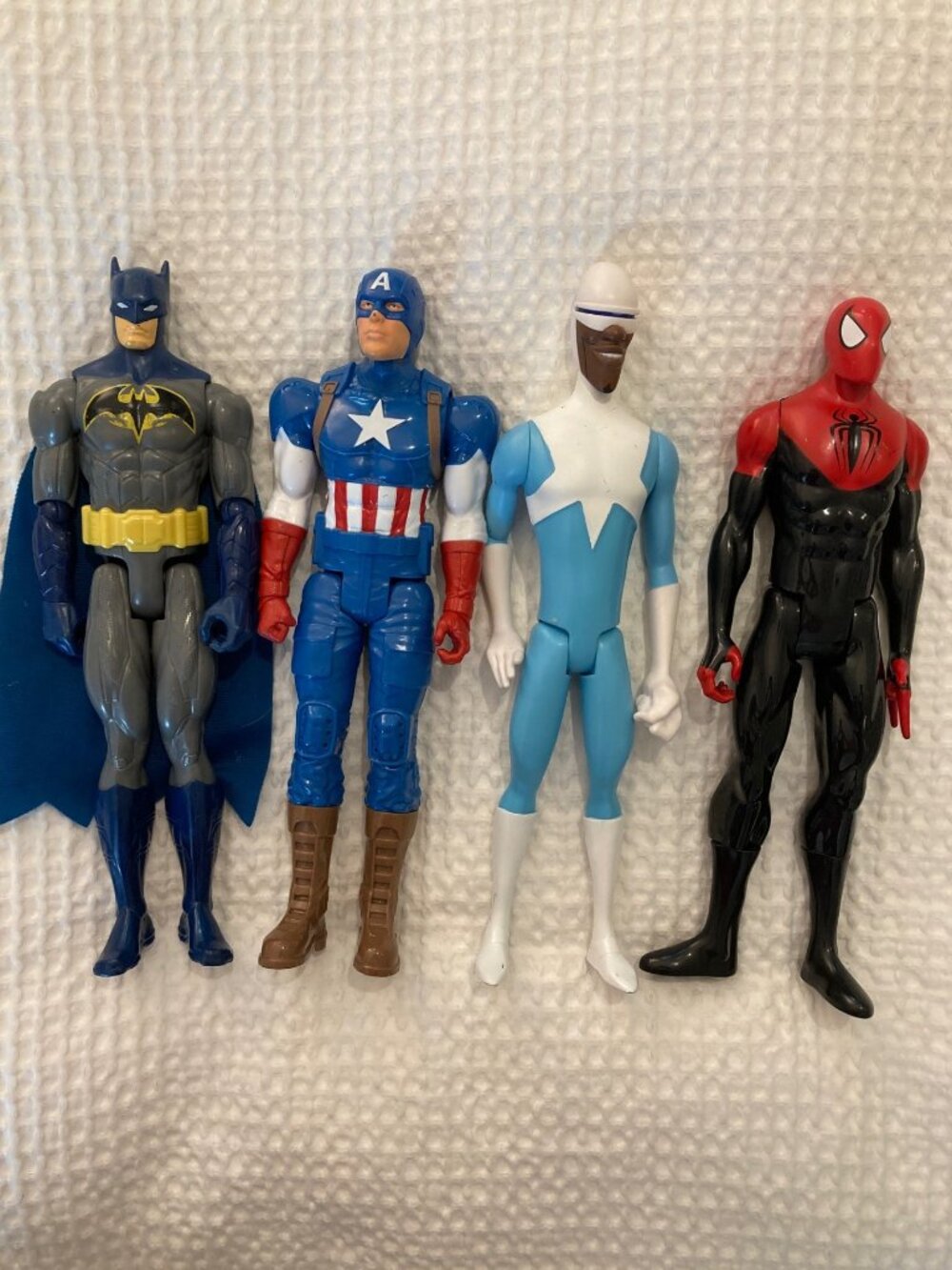 Superhero Action Figure Lot of 4 - Batman Spider-Man Captain America Frozone 12"